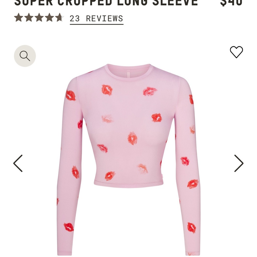 SOLD OUT 
Pink Long Sleeve Crop Top with Red Lip Print